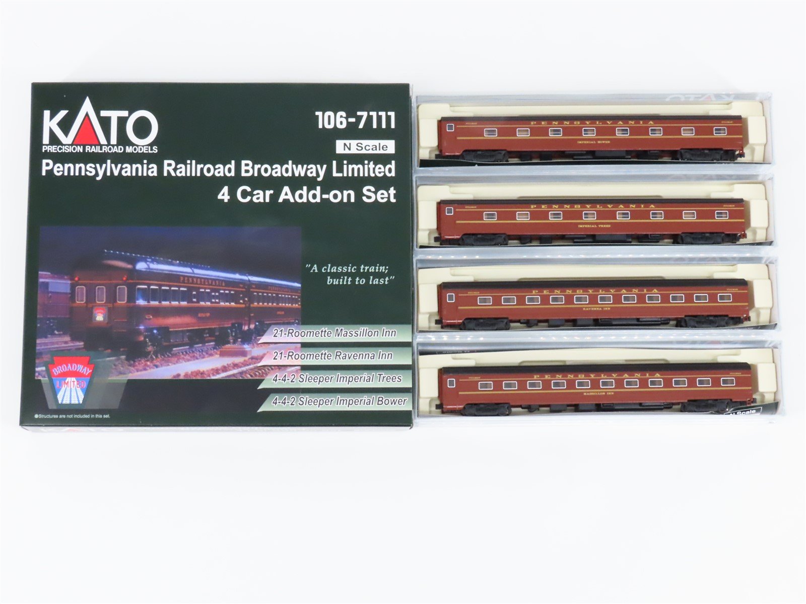 N Scale Kato 106-7111 Pennsylvania Broadway Limited Passenger 4-Car Set
