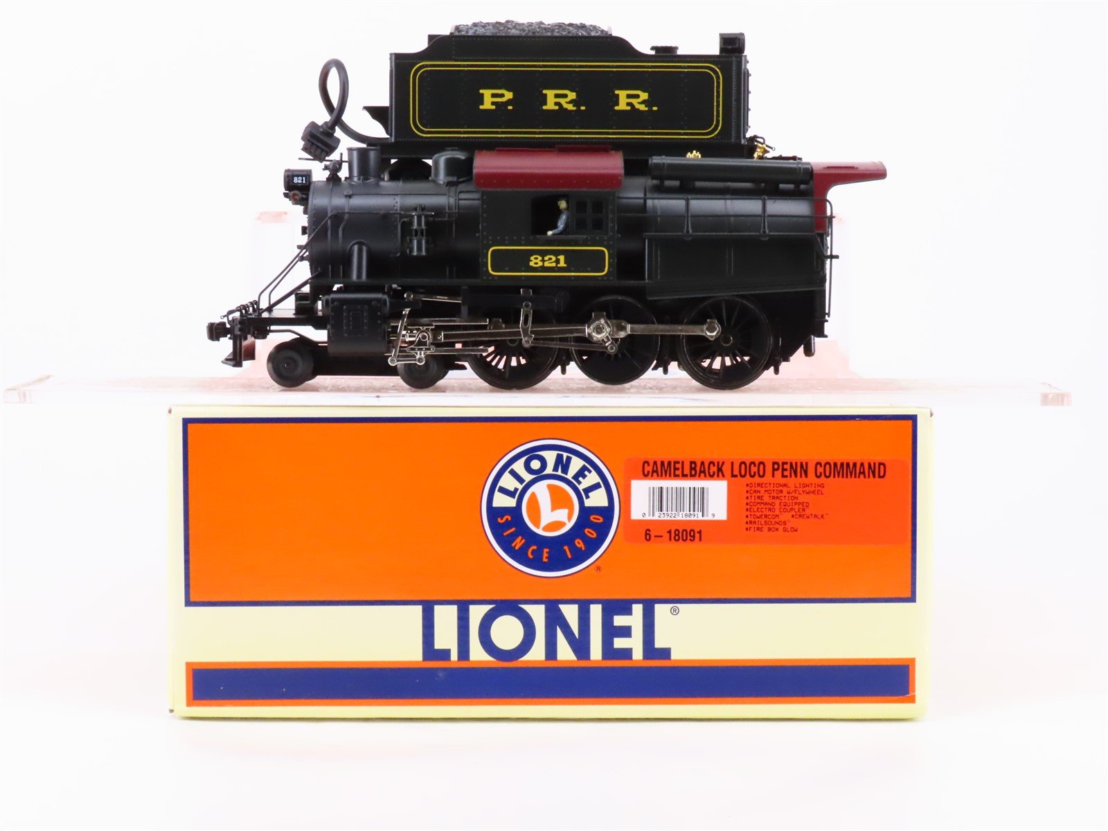 O Gauge 3-Rail Lionel 6-18091 PRR 4-6-0 Camelback Steam #821 w/ TMCC & Sound