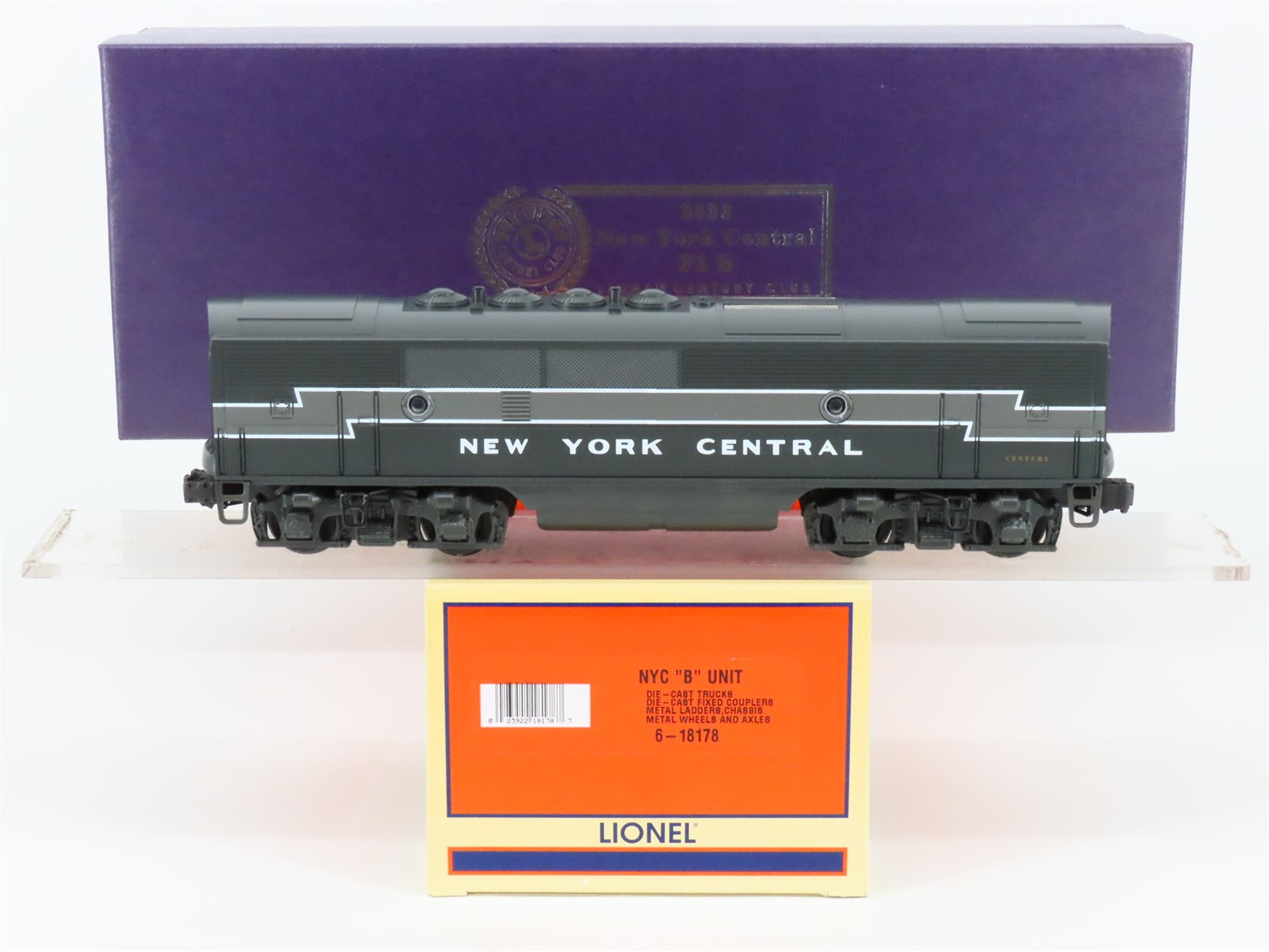 O Gauge 3-Rail Lionel Century Club 6-18178 NYC EMD F3B Diesel No# - UNPOWERED