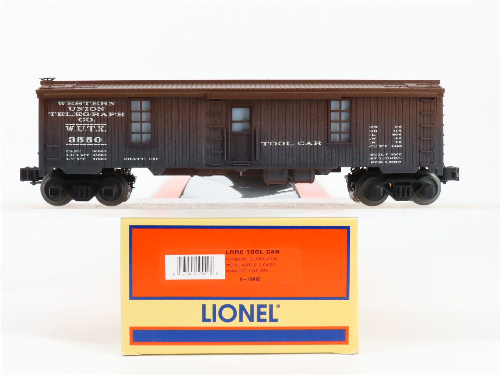 O Scale Lionel 6-19992 WUTX Western Union Telegraph Co. 40' Tool Car Lighted RTR