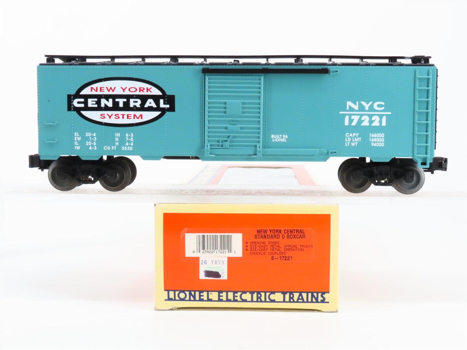 O Scale Lionel 6-17221 NYC New York Central Box Car 17221 RTR