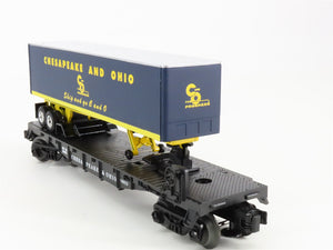 O Scale Lionel 6-16922 Chesapeake & Ohio Flat Car with Trailer 16922 RTR