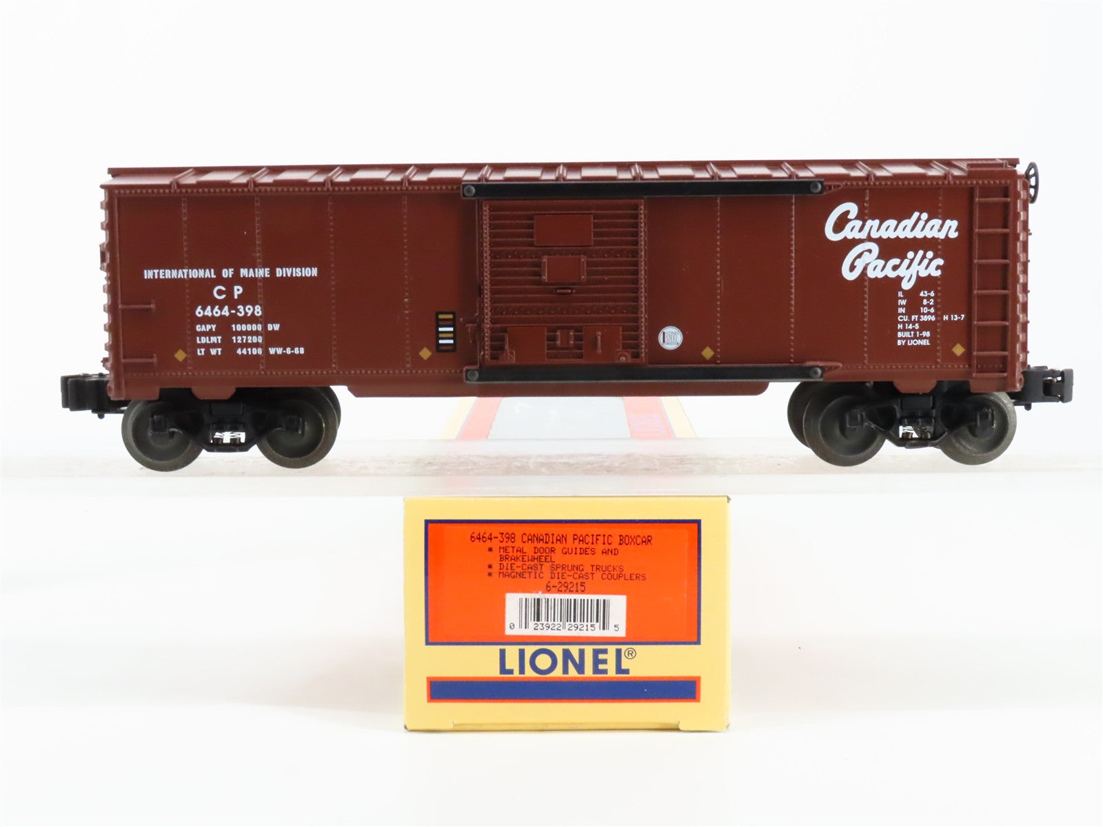 O Scale Lionel 6-29215 CP Canadian Pacific Box Car 6464-398 RTR