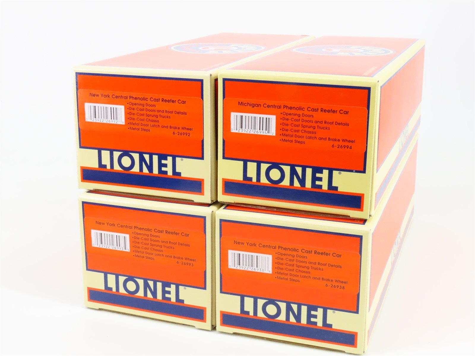 O Gauge 3-Rail Lionel 6-21770 MC/NYC Phenolic Reefer 4-Car Pack