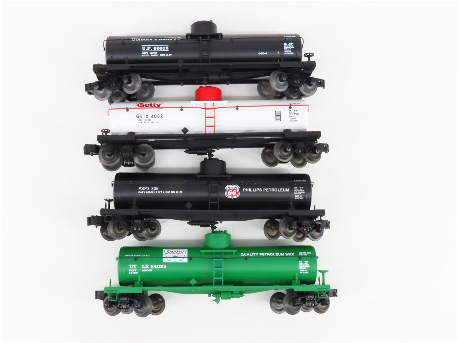 O Gauge 3-Rail Lionel 6-26936 UP/Sinclair/Getty/Phillips Die-Cast Tankcar 4-Pack