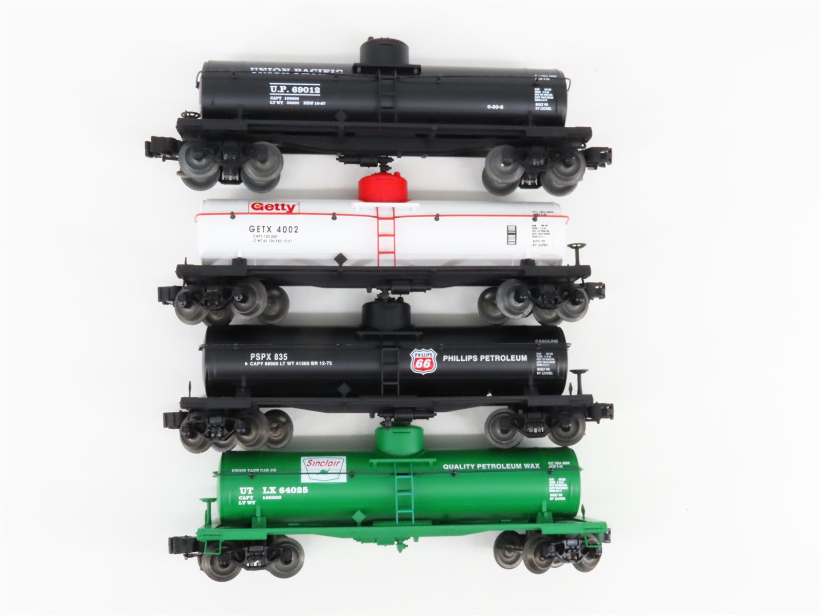 O Gauge 3-Rail Lionel 6-26936 UP/Sinclair/Getty/Phillips Die-Cast Tankcar 4-Pack