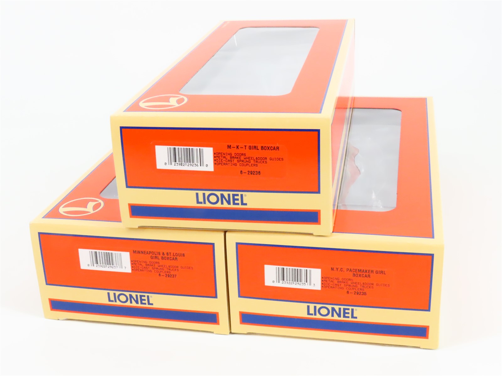 O Gauge 3-Rail Lionel 6-29267 MKT/NYC/M&StL 6464 Series VIII Boxcar 3-Pack