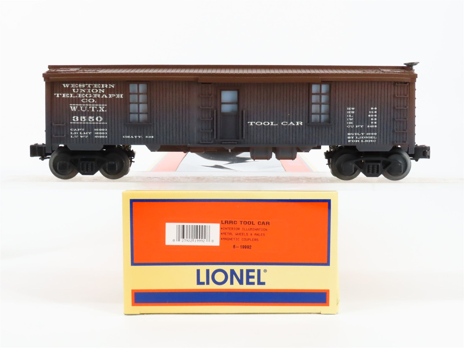 O Scale Lionel 6-19992 WUTX Western Union Telegraph Co. 40' Box Car Lighted RTR