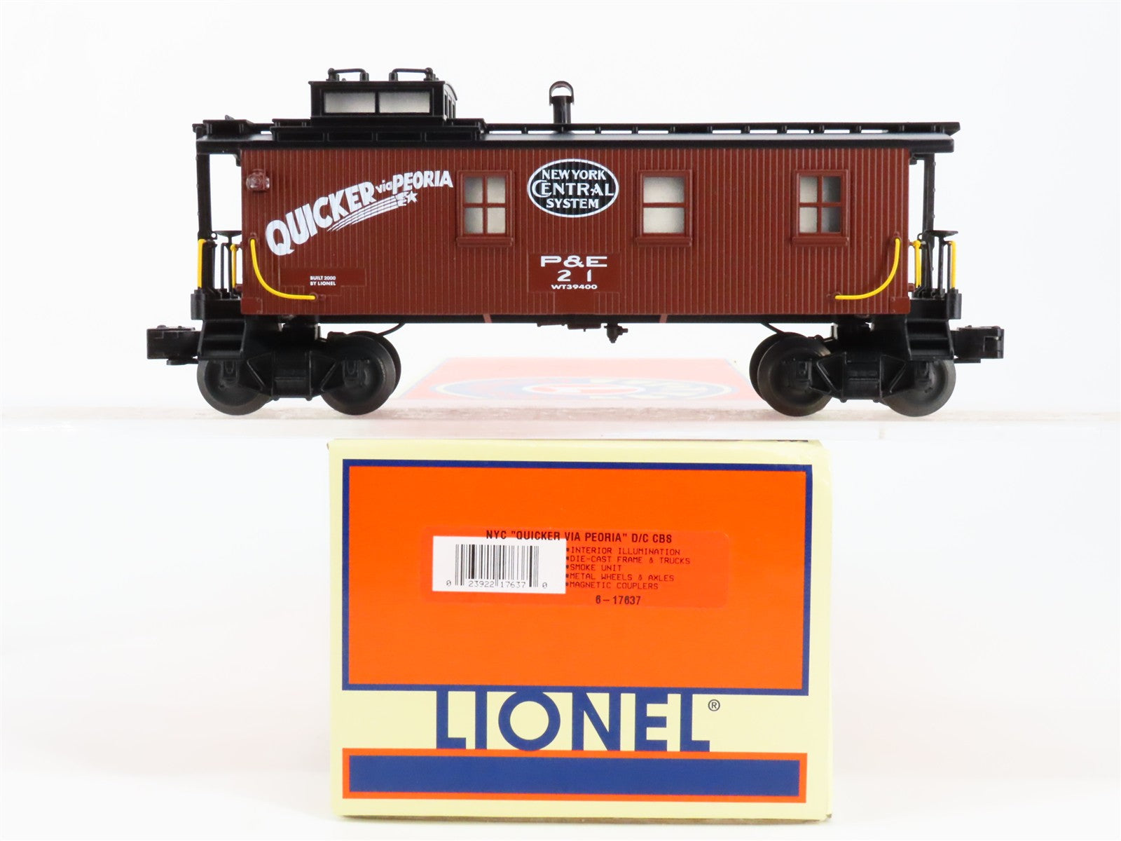 O Scale Lionel 6-17637 P&E New York Central Wood-Sheathed Caboose Lighted 21 RTR