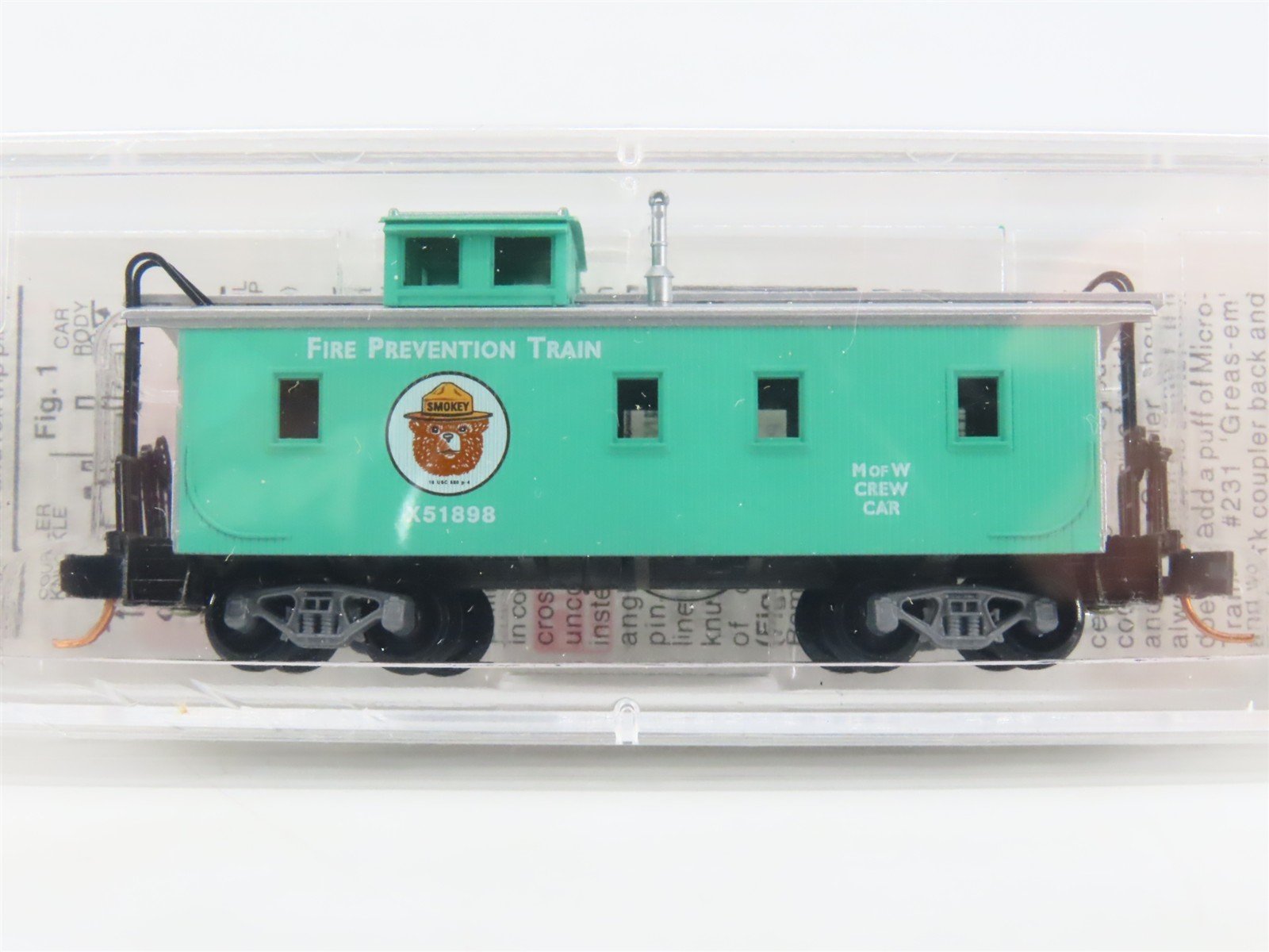 N Scale Micro-Trains 51210 USFS Smokey Bear 34' Wood Sheathed Caboose X51898 RTR