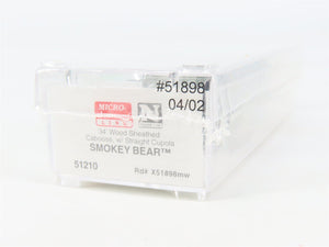 N Scale Micro-Trains 51210 USFS Smokey Bear 34' Wood Sheathed Caboose X51898 RTR