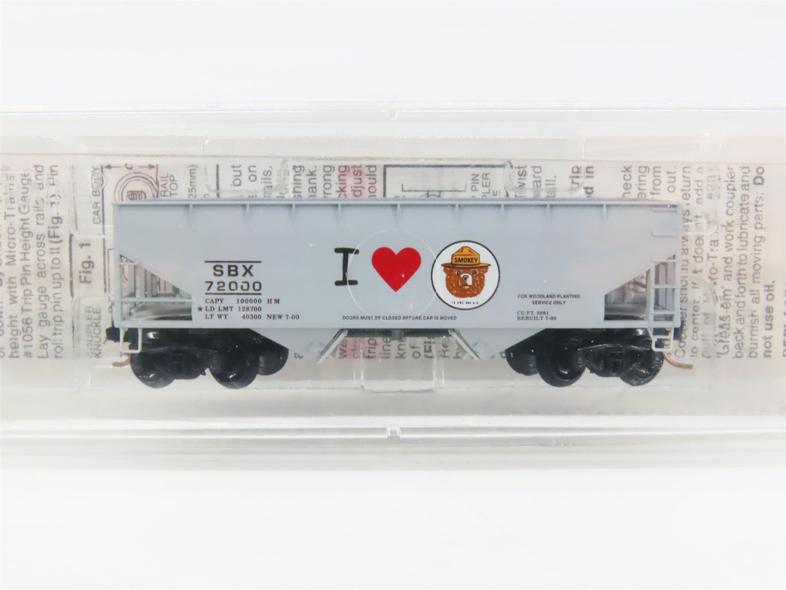 N Scale Micro-Trains 55450 SBX Smokey Bear 33' 2-Bay Hopper 72000 RTR