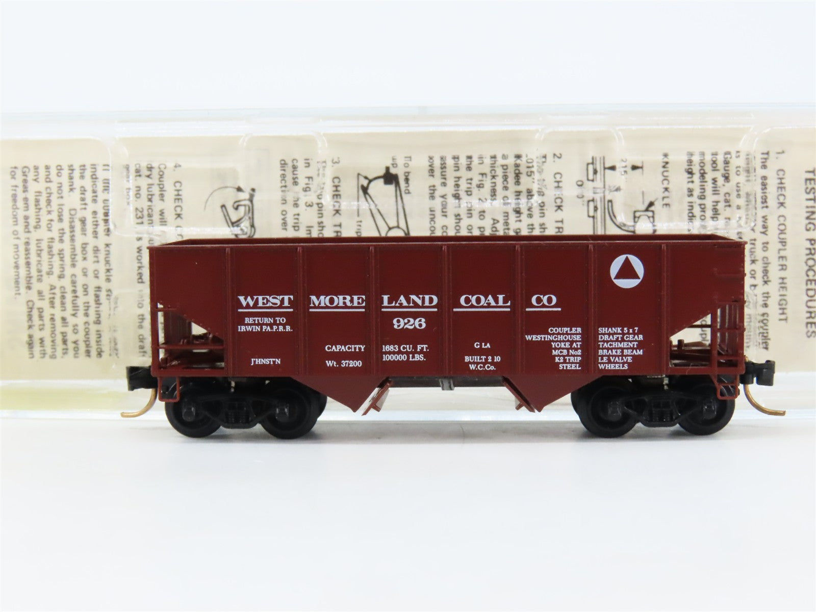 N Scale Kadee Micro-Trains MTL 56130 Westmoreland Coal Co. 2-Bay Hopper 926 RTR