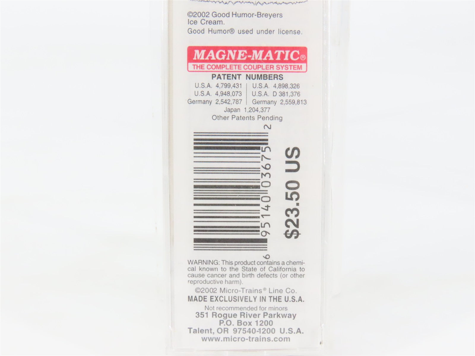 N Scale Micro-Trains 59580 GH Good Humor 40' Steel Ice Reefer 8002 RTR