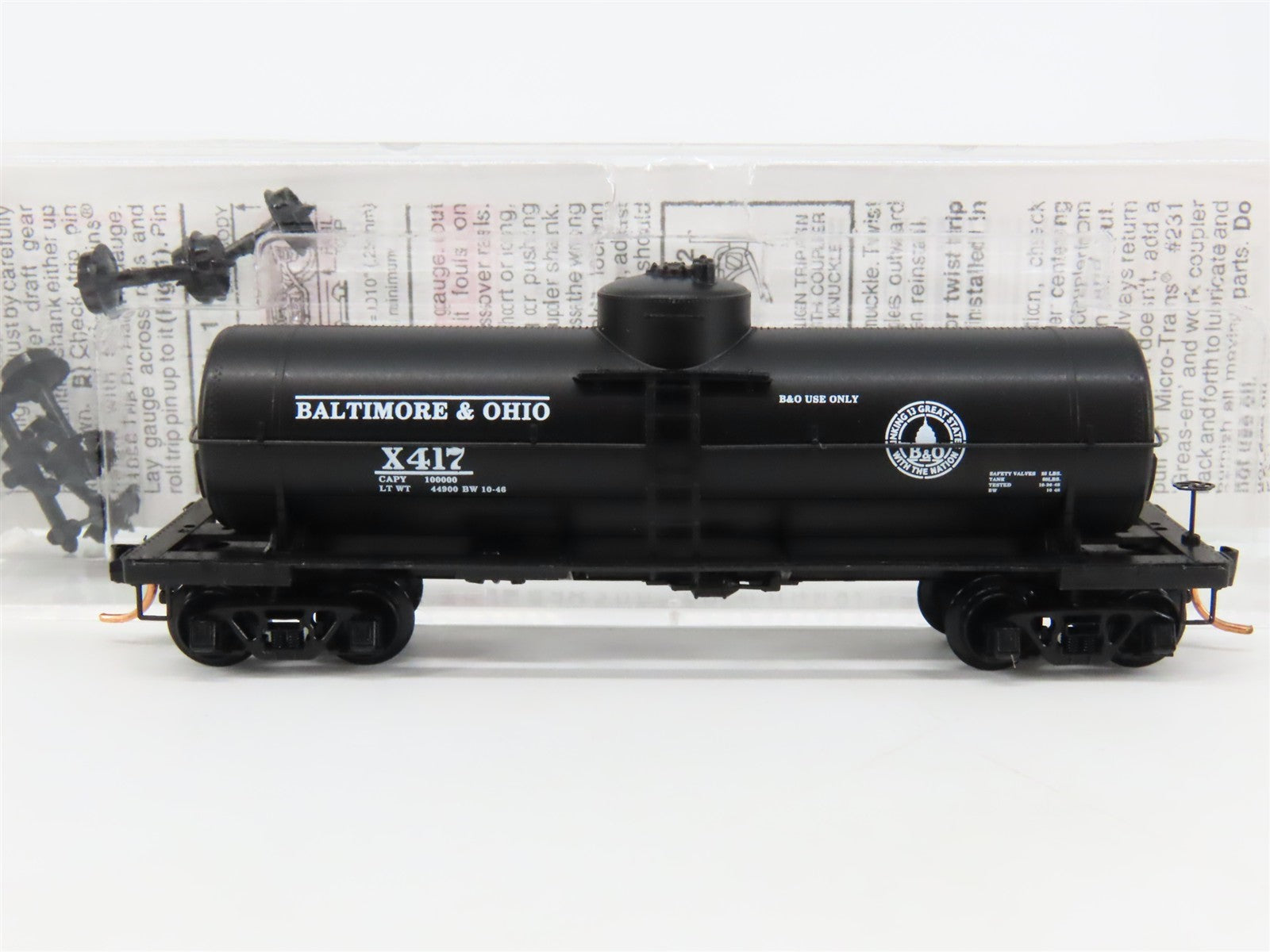 N Scale Micro-Trains MTL 65020 B&O Baltimore & Ohio Single Dome Tank Car #X417