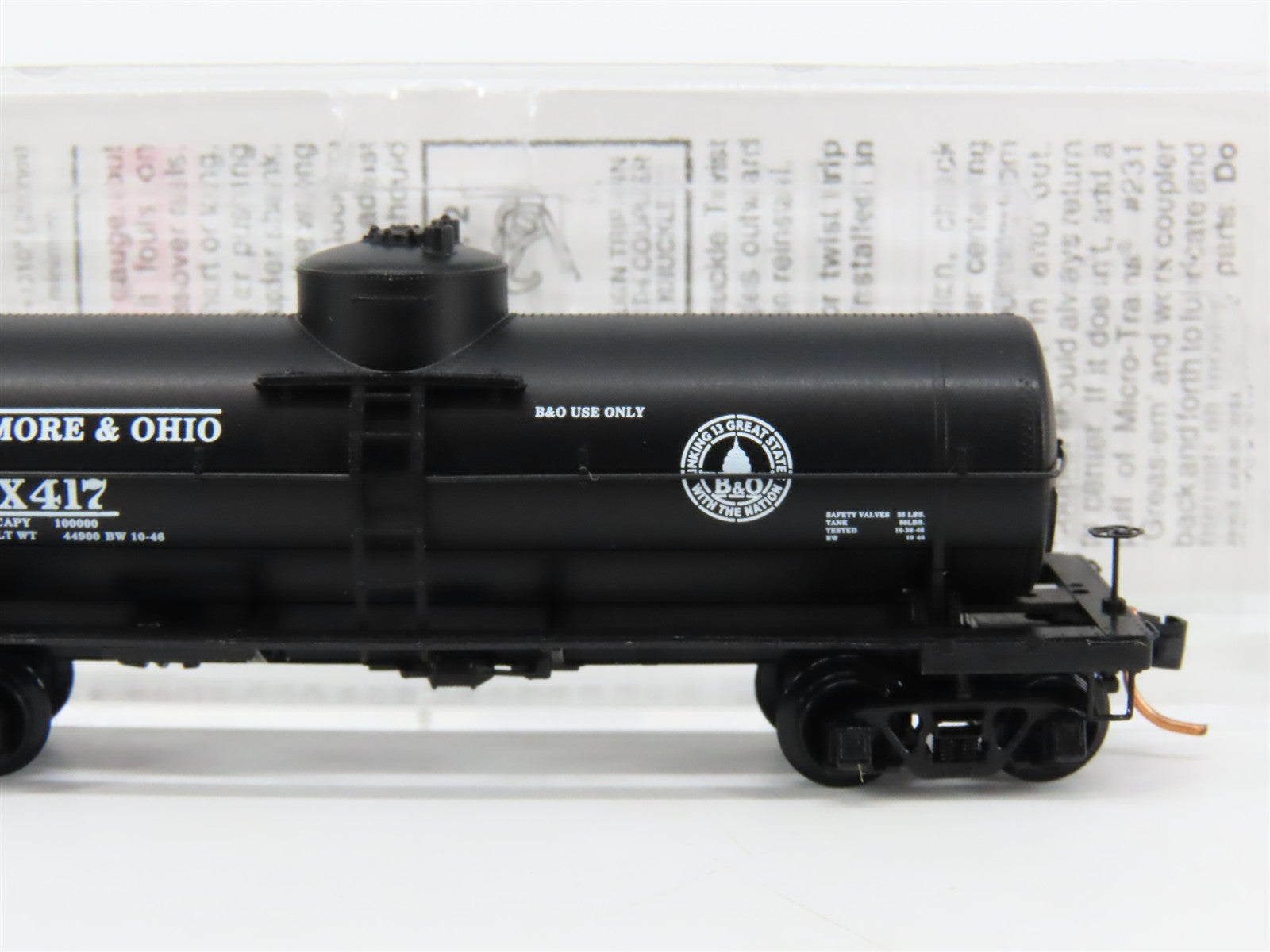 N Scale Micro-Trains MTL 65020 B&O Baltimore & Ohio Single Dome Tank Car #X417
