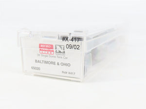N Scale Micro-Trains MTL 65020 B&O Baltimore & Ohio Single Dome Tank Car #X417
