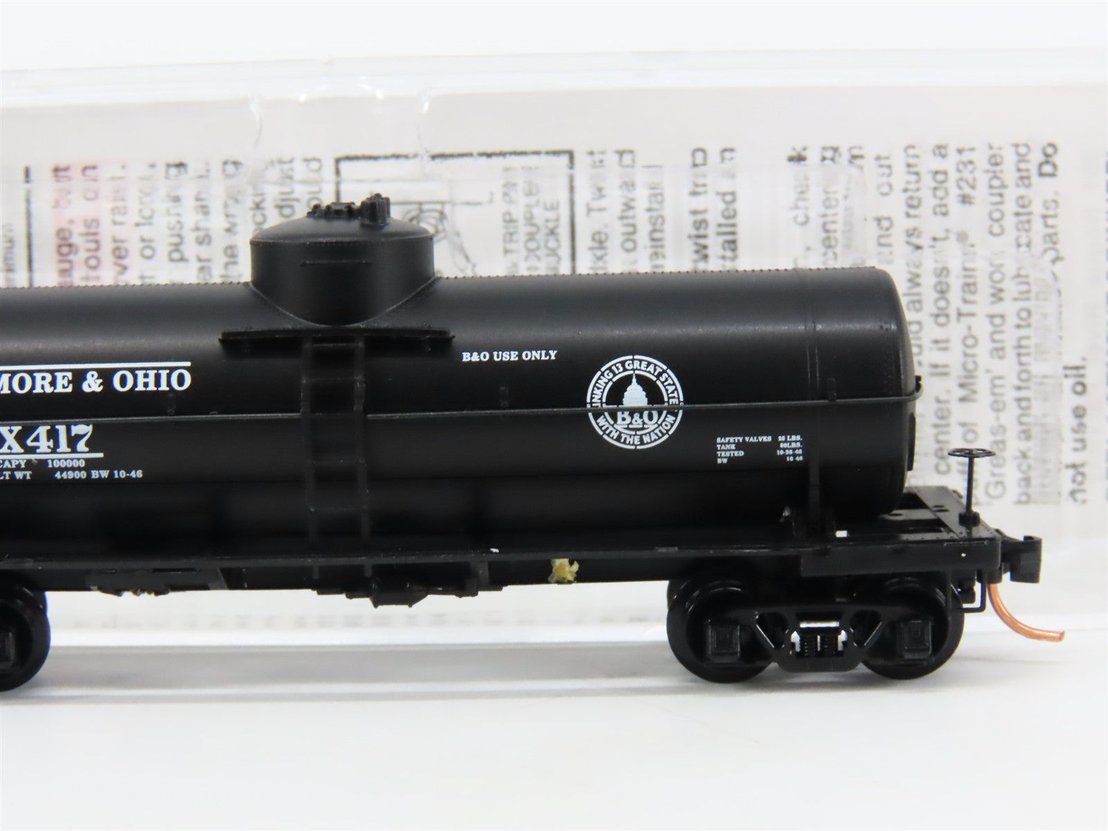 N Scale Micro-Trains MTL 65020 B&O Baltimore & Ohio Single Dome Tank Car #X417