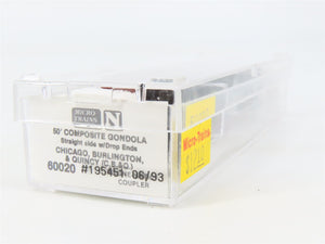 N Scale Micro-Trains 60020 CB&Q Burlington Route 50' Gondola 195451 RTR