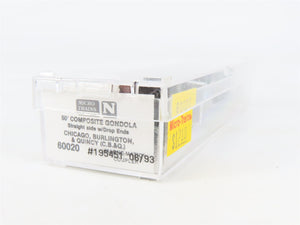 N Scale Micro-Trains 60020 CB&Q Burlington Route 50' Gondola 195451 RTR