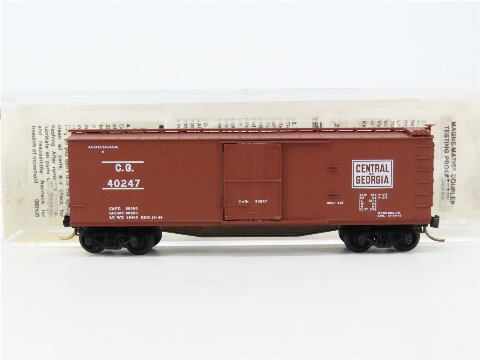 N Scale Micro-Trains 39150 CG Central of Georgia 40' Box Car 40247 RTR