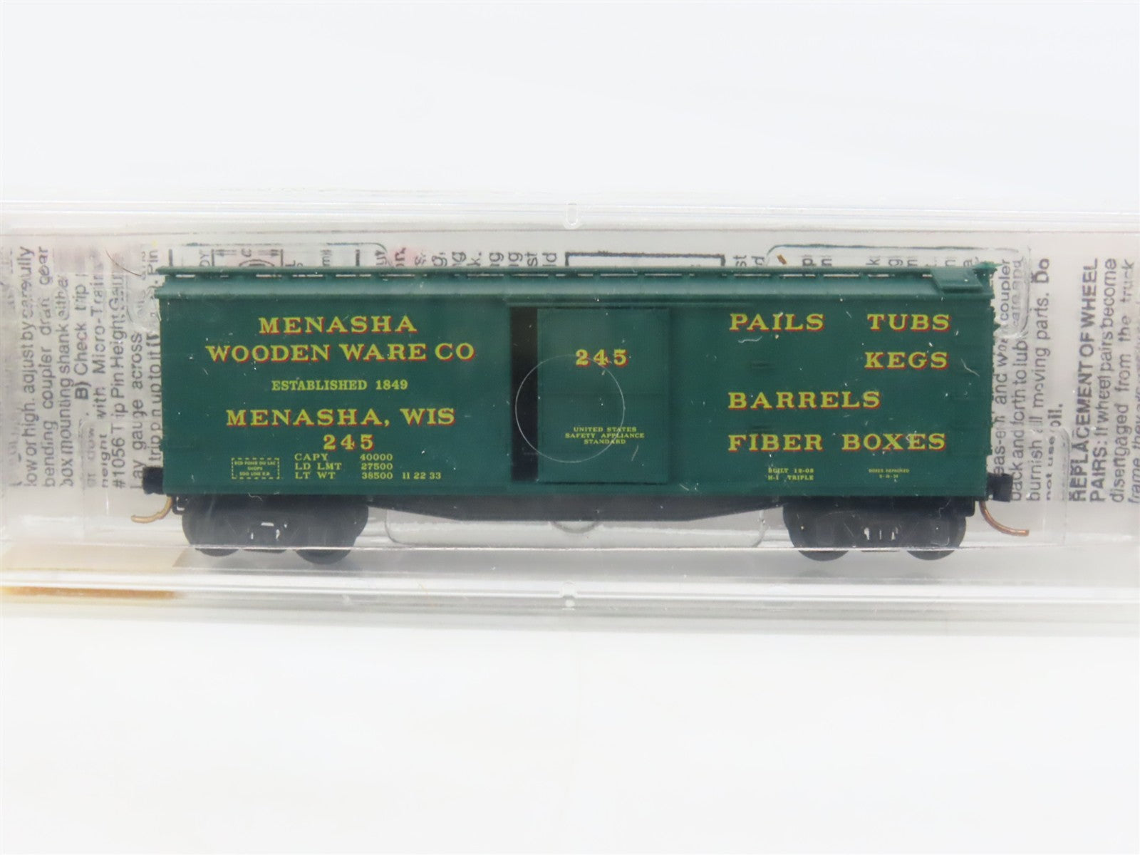 N Scale Micro-Trains 39200 MWWC Menasha Wooden Ware Company 40' Box Car 245 RTR