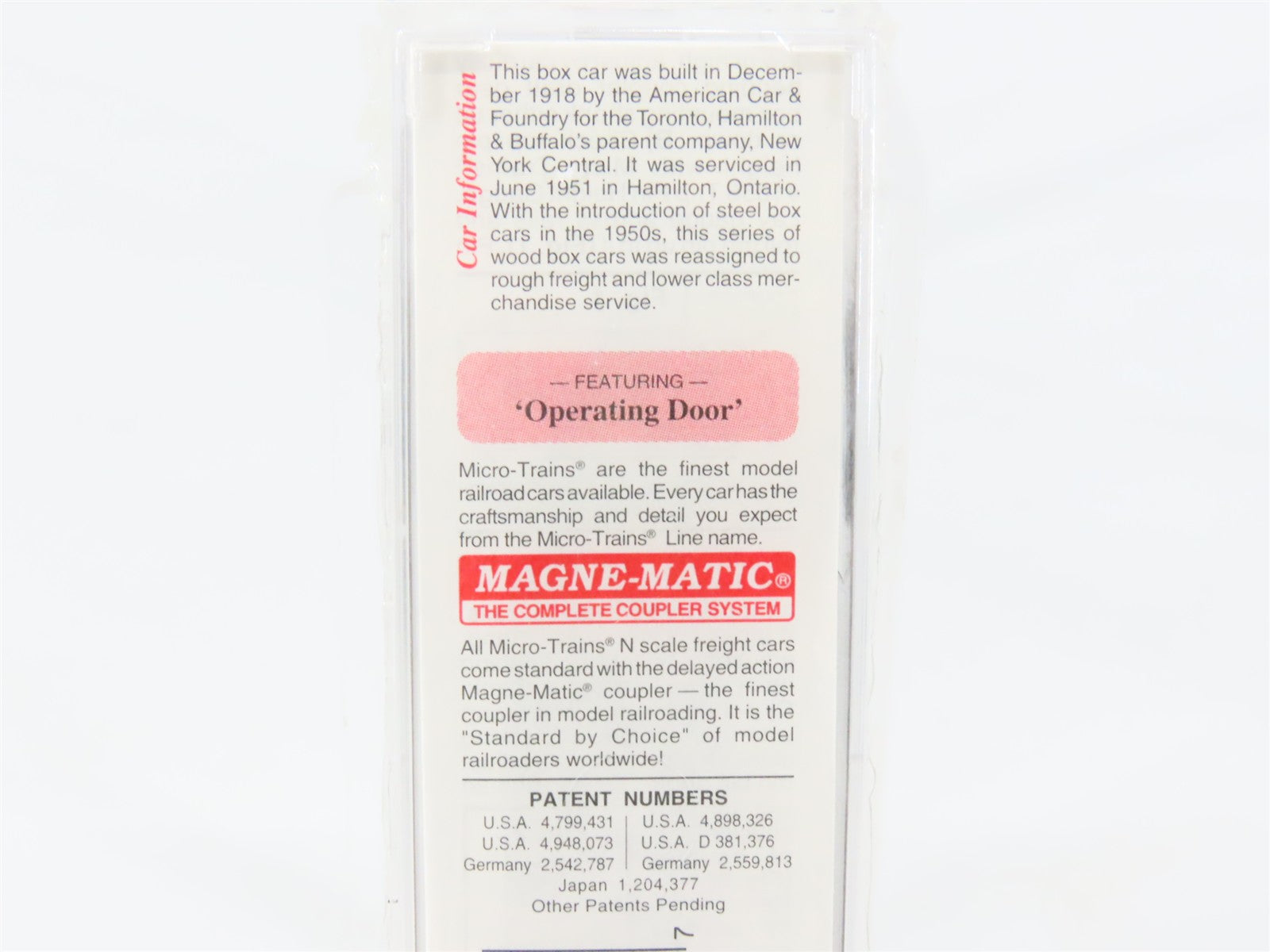 N Scale Micro-Trains 39220 THB Toronto, Hamilton & Buffalo 40' Box Car 4761 RTR