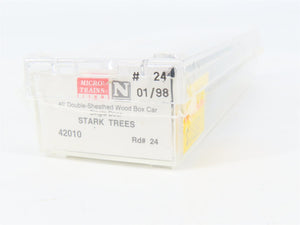 N Scale Micro-Trains 42010 Stark Bro's 40' Double-Sheathed Wood Box Car 24 RTR