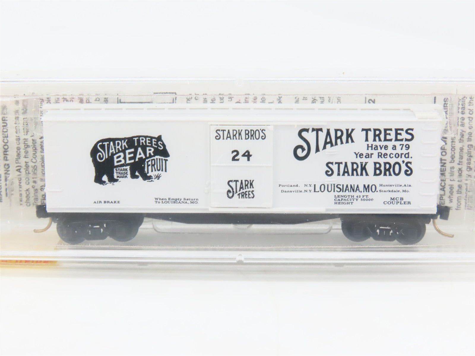 N Scale Micro-Trains 42010 Stark Bro's 40' Double-Sheathed Wood Box Car 24 RTR