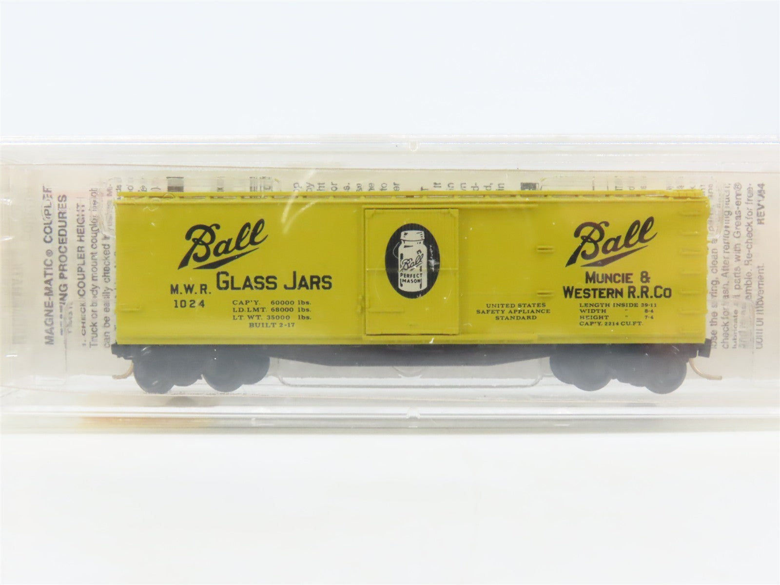 N Scale Micro-Trains 42030 MWR Ball Glass Jars 40' Single Door Box Car #1024 RTR