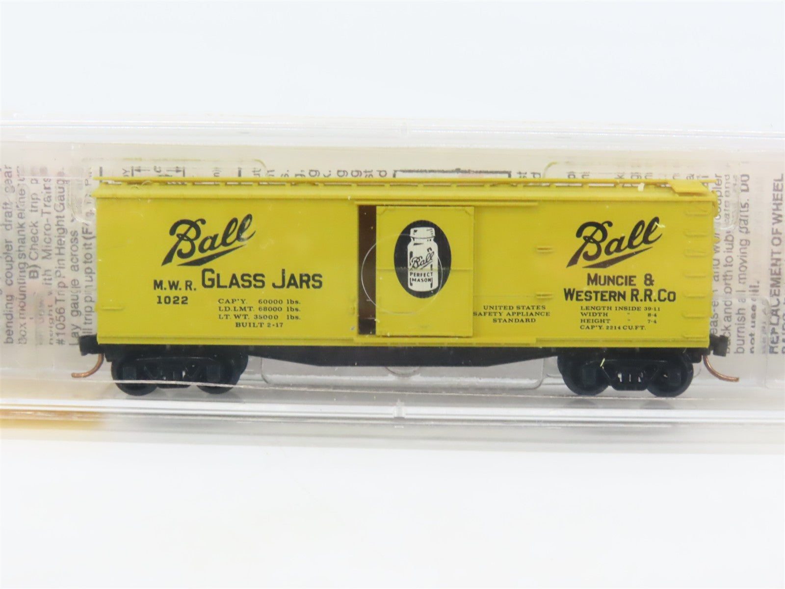 N Scale Micro-Trains 42030 MWR Ball Glass Jars 40' Single Door Box Car #1022 RTR