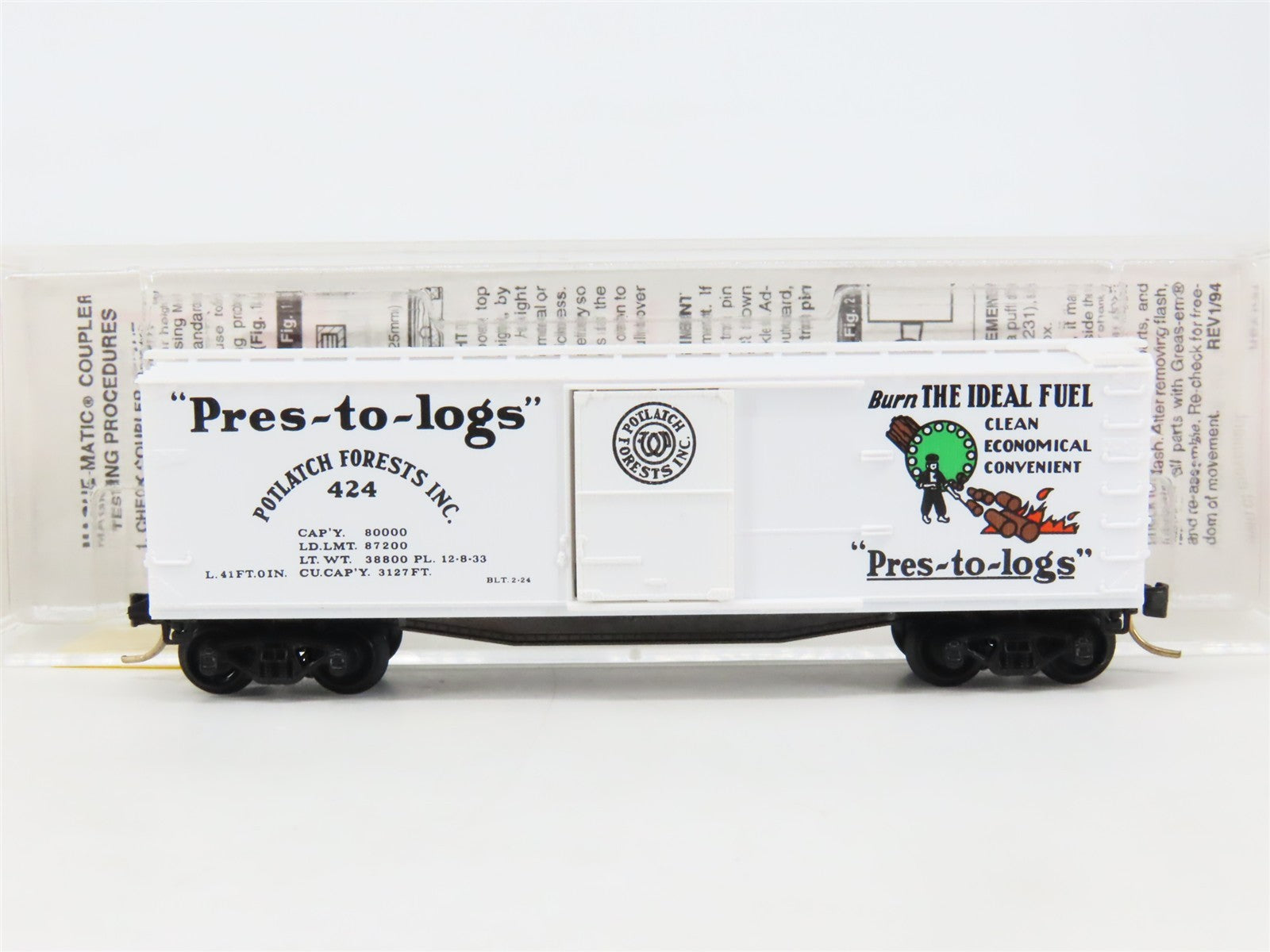 N Scale Micro-Trains 42060 PFI Potlatch Forests Inc. 40' Box Car 424 RTR