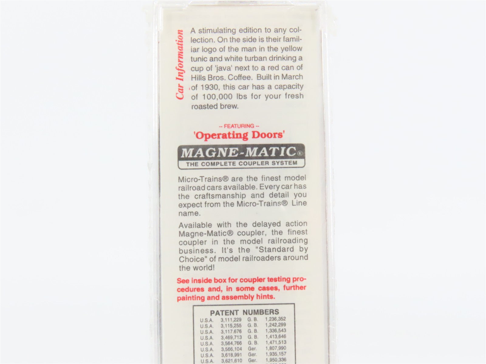 N Scale Micro-Trains 42100 HBCX Hills Bros. Coffee 40' Box Car 166 RTR