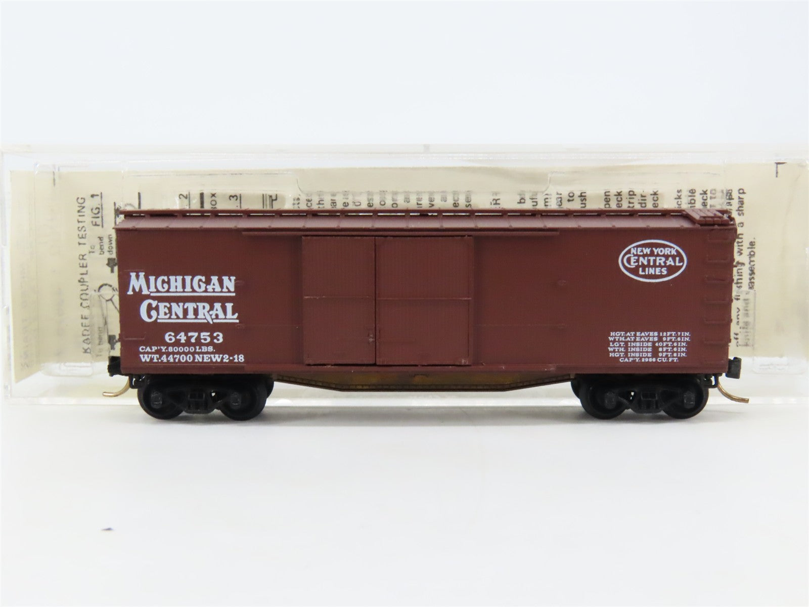 N Scale Micro-Trains 43060 NYC Michigan Central 40' Box Car #64753 RTR