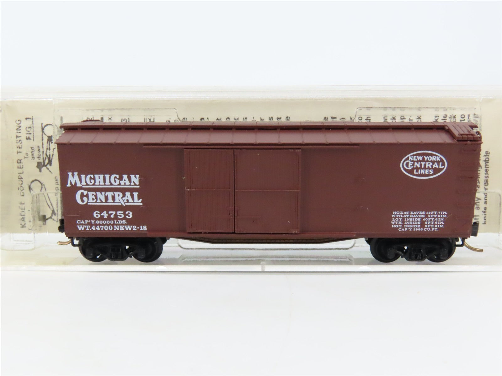 N Scale Micro-Trains 43060 NYC Michigan Central 40' Box Car #64753 RTR