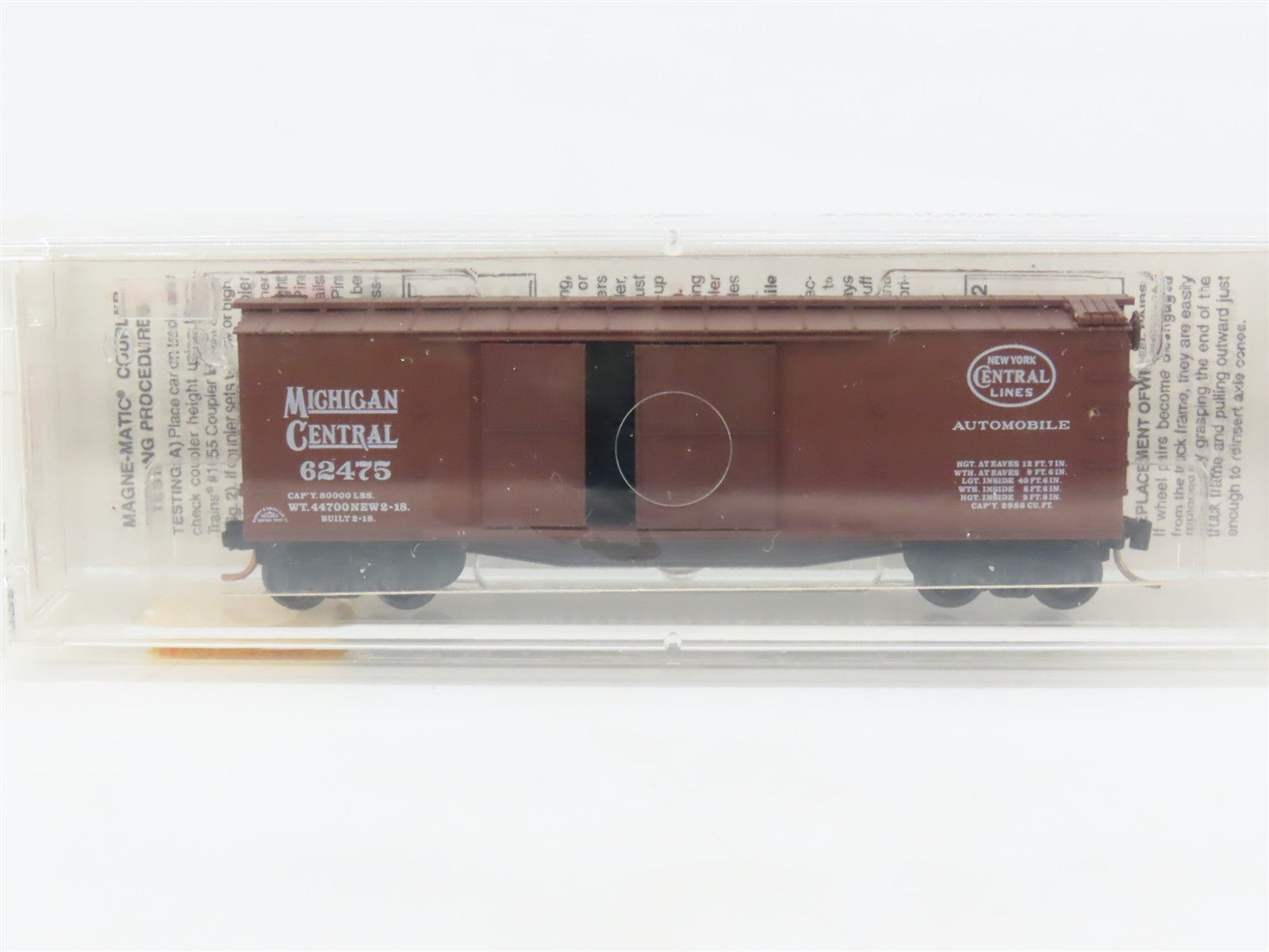 N Scale Micro-Trains 43060 NYC Michigan Central 40' Automobile Box Car #62475