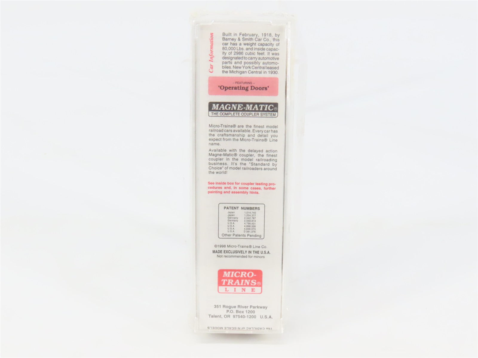 N Scale Micro-Trains 43060 NYC Michigan Central 40' Automobile Box Car #62475