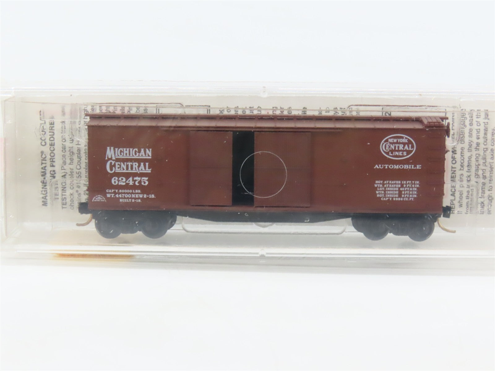 N Scale Micro-Trains 43060 NYC Michigan Central 40' Automobile Box Car #62475