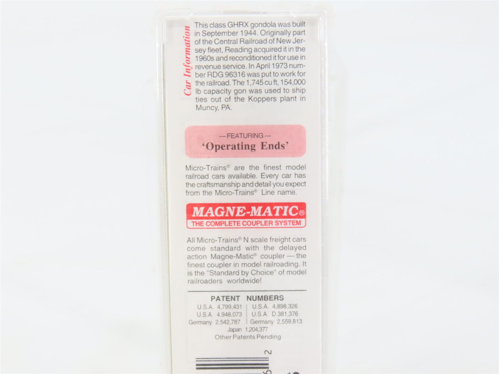 N Scale Micro-Trains 46370 Reading 50' Fishbelly Side Gondola w/ Drop Ends 96316