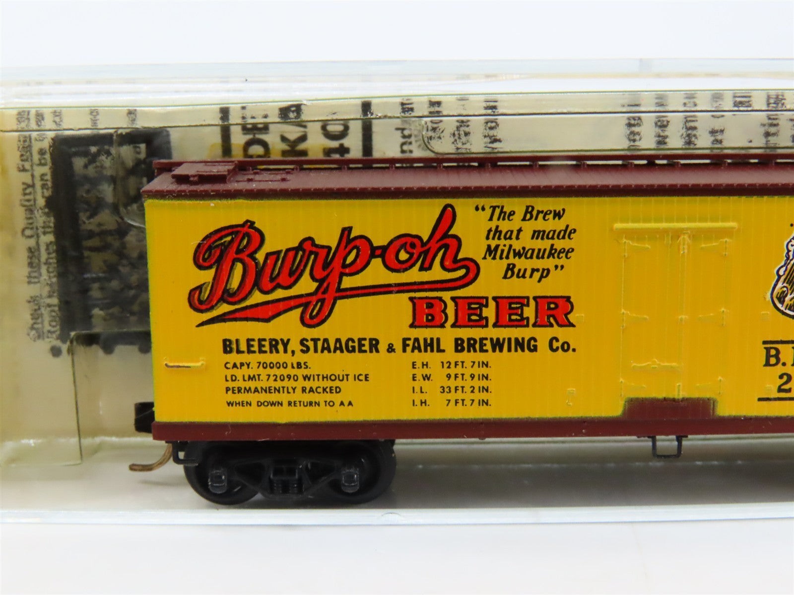 N Kadee Micro-Trains MTL 47100 BBX Burp-Oh Beer 40' Wood-Sheathed Reefer 201 RTR