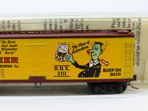 N Kadee Micro-Trains MTL 47100 BBX Burp-Oh Beer 40' Wood-Sheathed Reefer 201 RTR