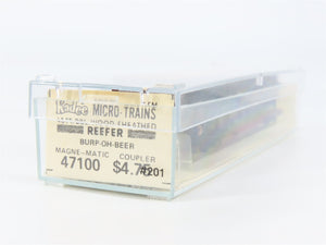 N Kadee Micro-Trains MTL 47100 BBX Burp-Oh Beer 40' Wood-Sheathed Reefer 201 RTR