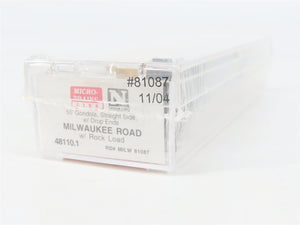 N Scale Micro-Trains MTL 48110.1 MILW Milwaukee Road 50' Gondola 81087 w/ Load