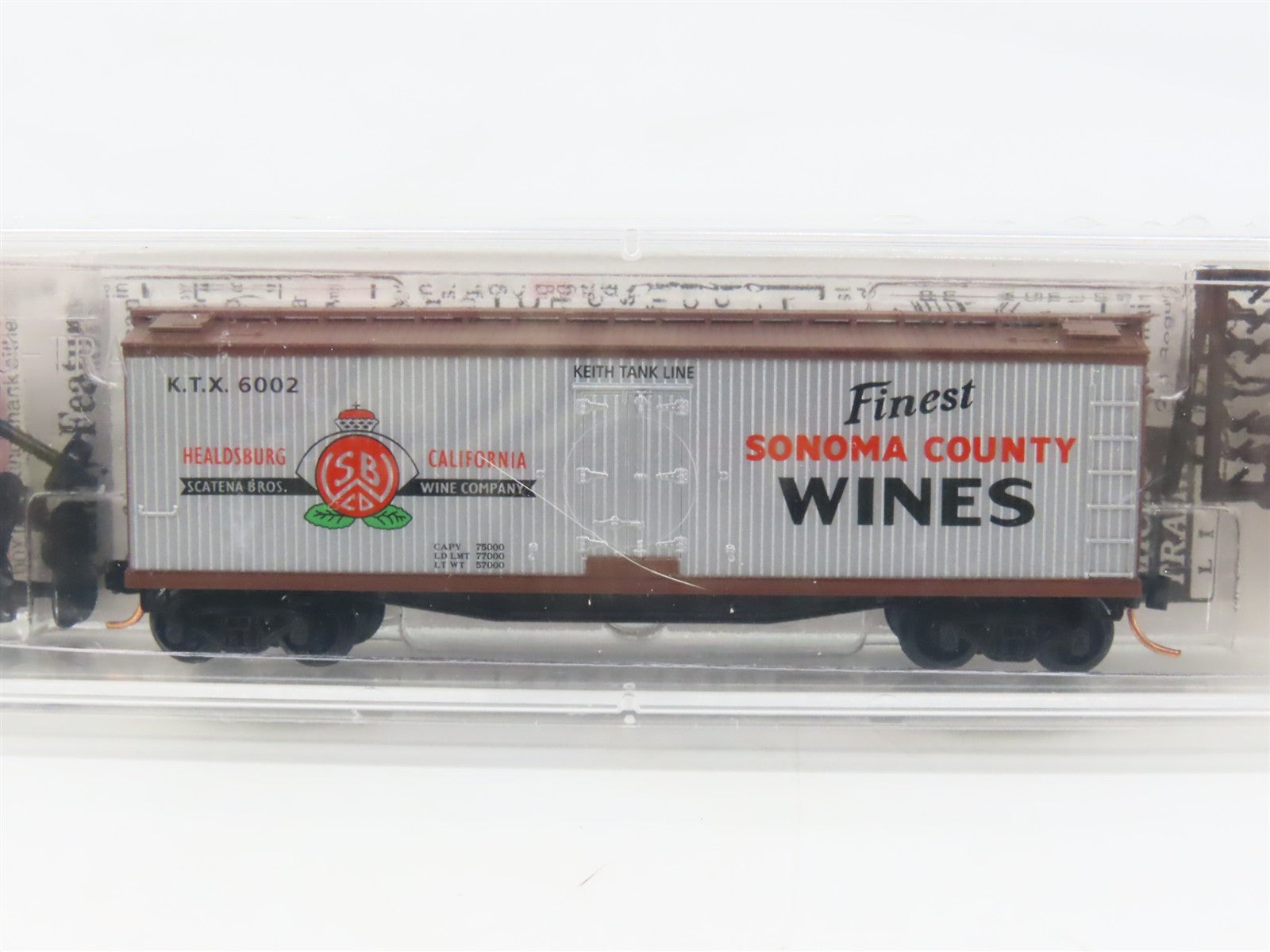 N Scale Micro-Trains MTL 49070 KTX Sonoma County Wines 40' Wood Reefer #6002