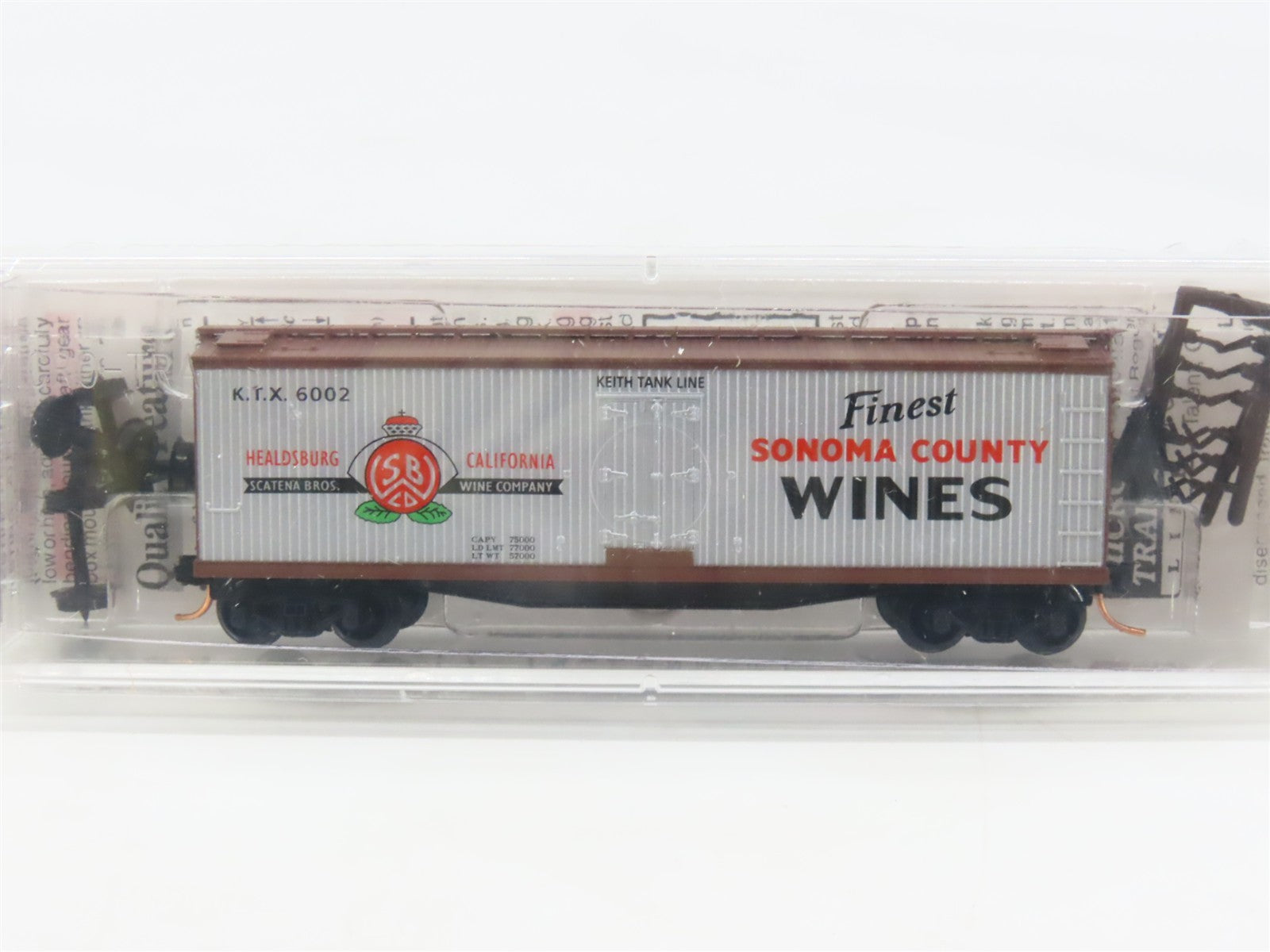N Scale Micro-Trains MTL 49070 KTX Sonoma County Wines 40' Wood Reefer #6002
