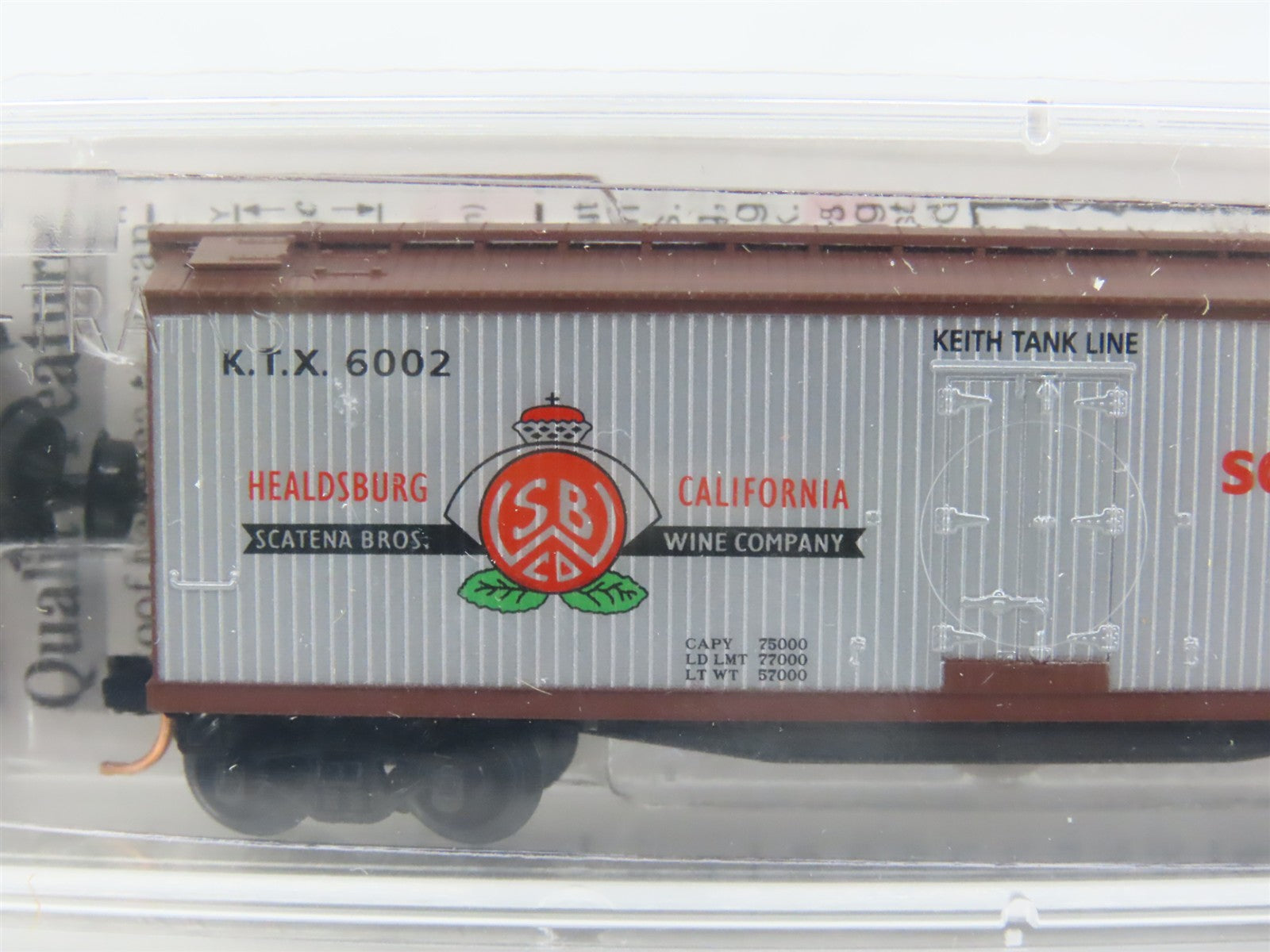 N Scale Micro-Trains MTL 49070 KTX Sonoma County Wines 40' Wood Reefer #6002