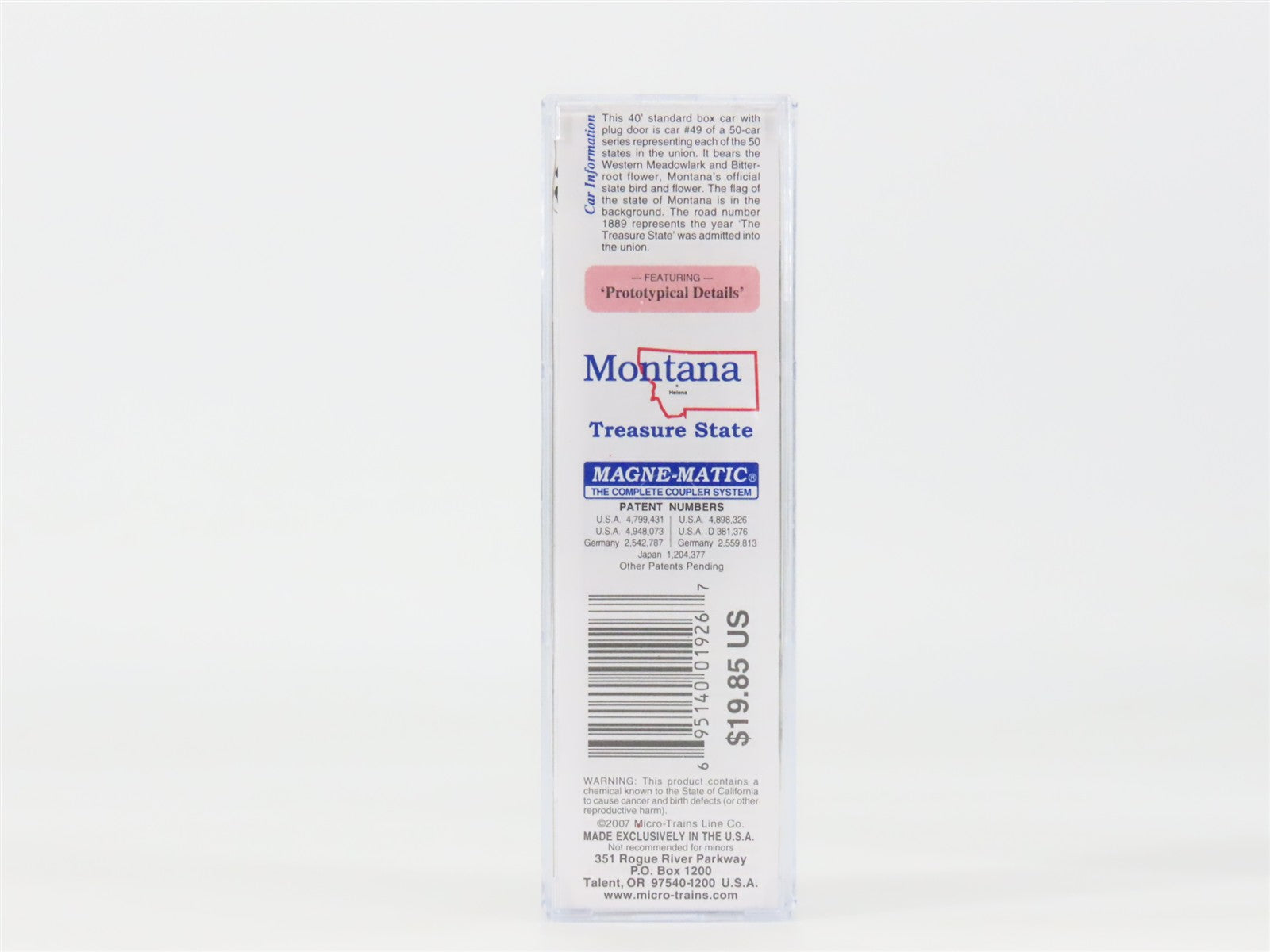 N Scale Micro-Trains 02100413 MT Montana 40' Plug Door Box Car 1889 RTR
