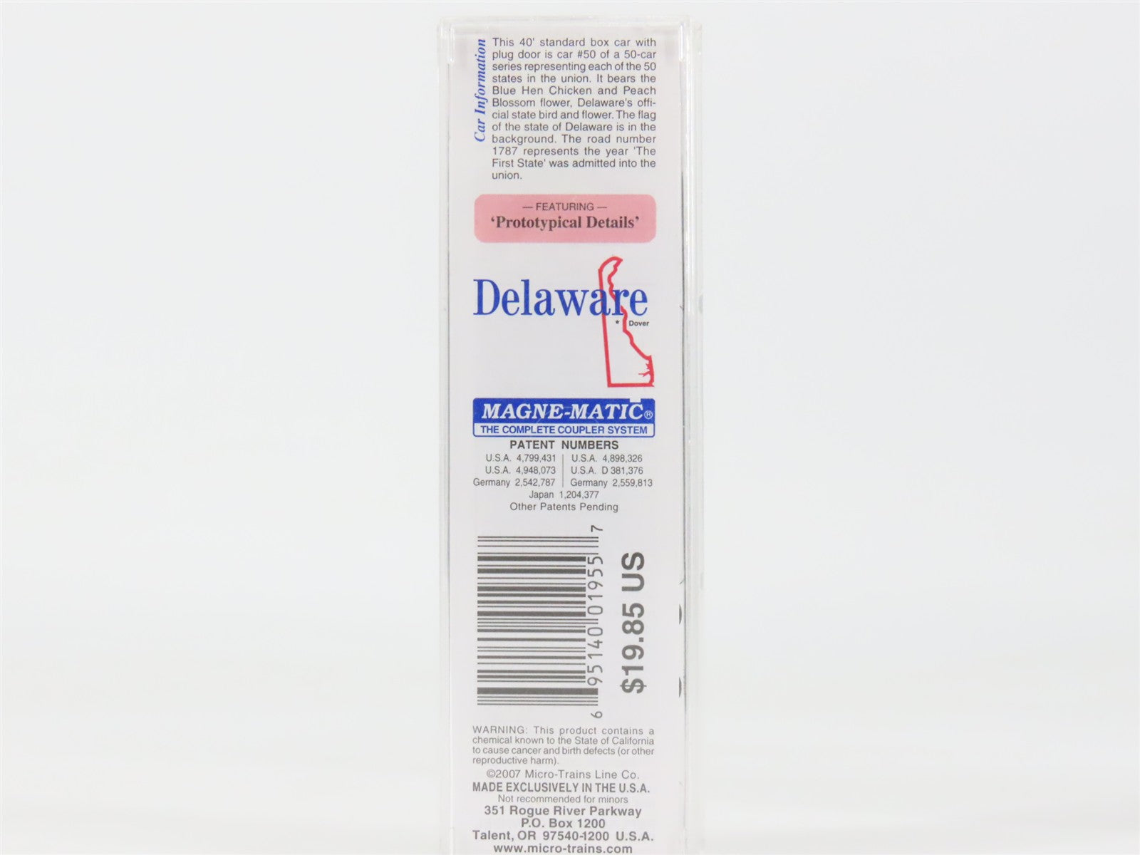 N Scale Micro-Trains 02100414 DE Delaware 40' Standard Plug Door Box Car RTR