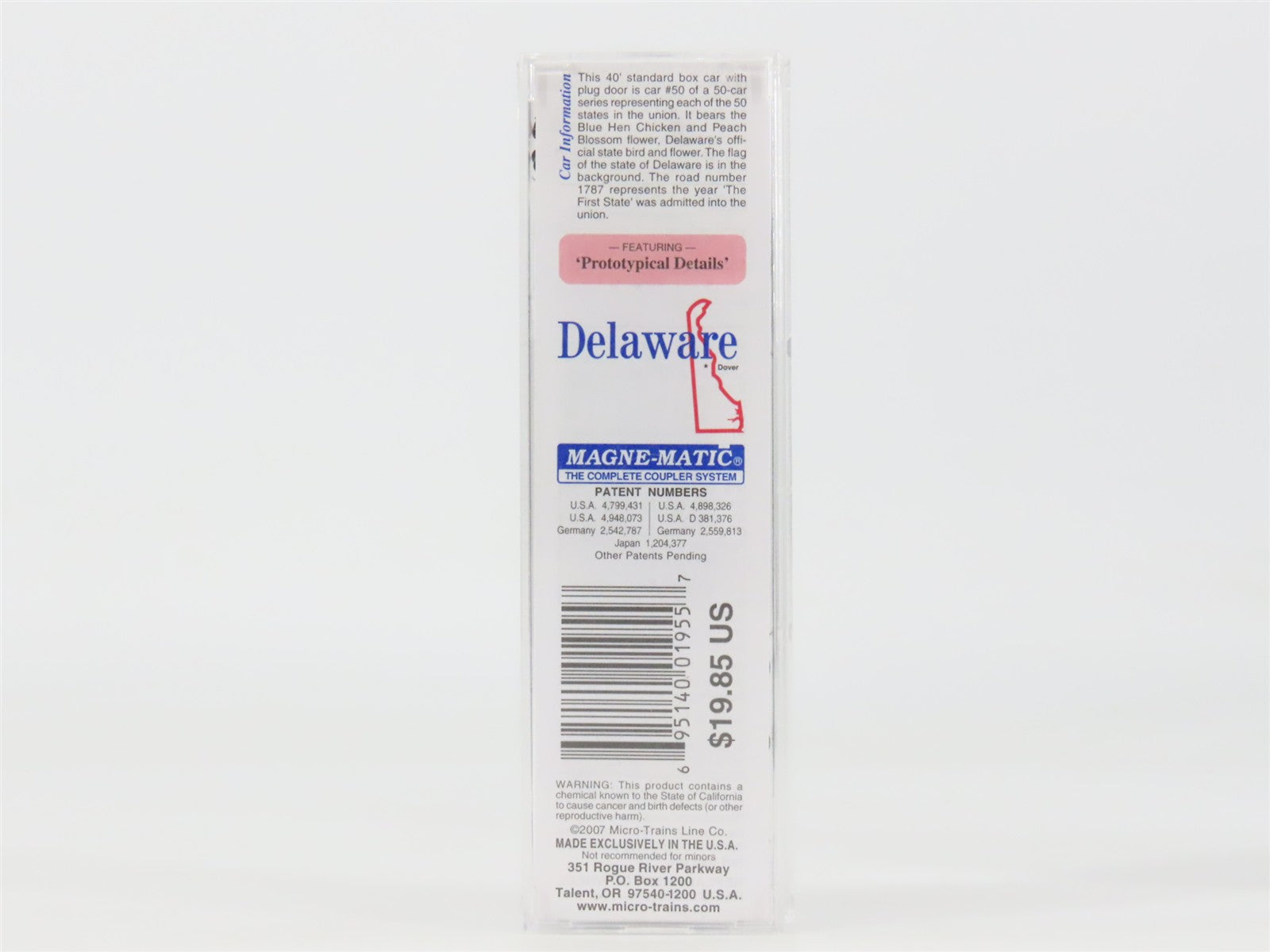 N Scale Micro-Trains 02100414 DE Delaware 40' Plug Door Box Car 1787 RTR
