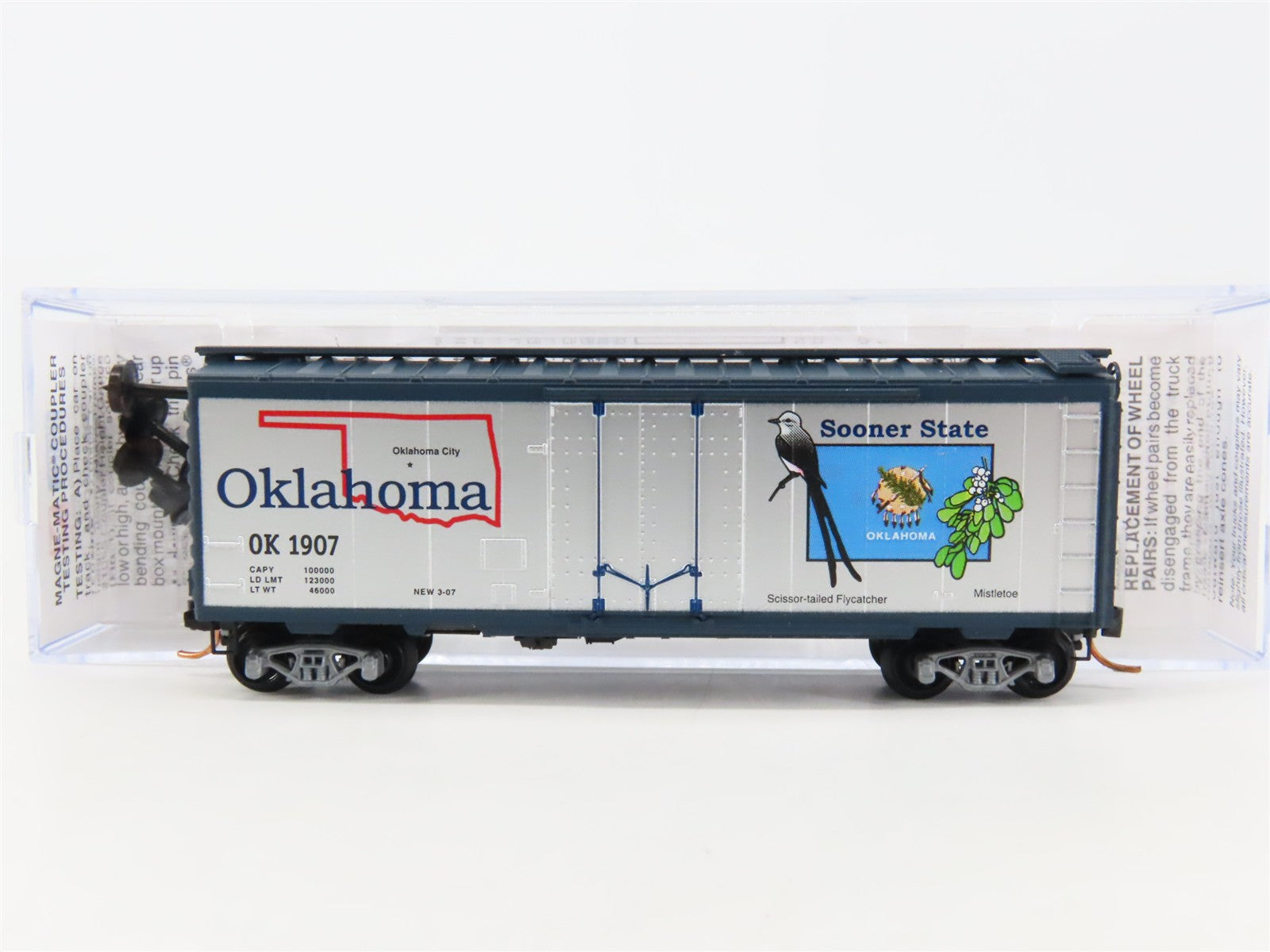 N Scale Micro-Trains 02100411 OK Oklahoma 40' Plug Door Box Car 1907 RTR
